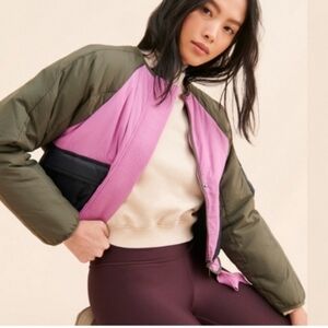 FREE PEOPLE Movement Outta Left Field Jacket Pink Green Large Puffer